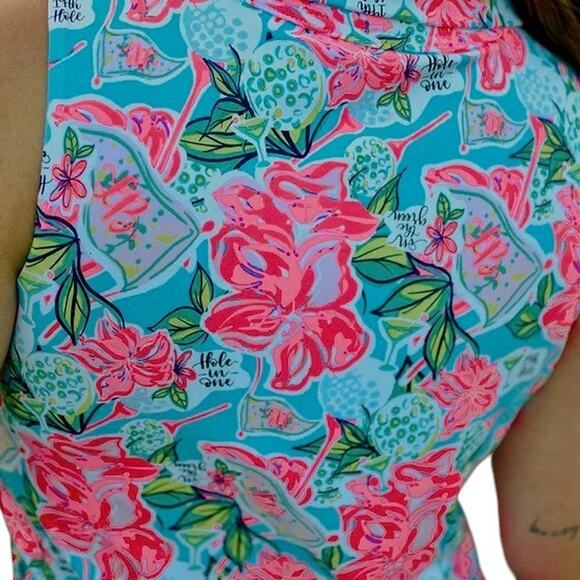 Lulu B Colorful Tank Top Sz Small Blouse Hole In One Golf Travel 19th Hole UPF - Picture 8 of 10